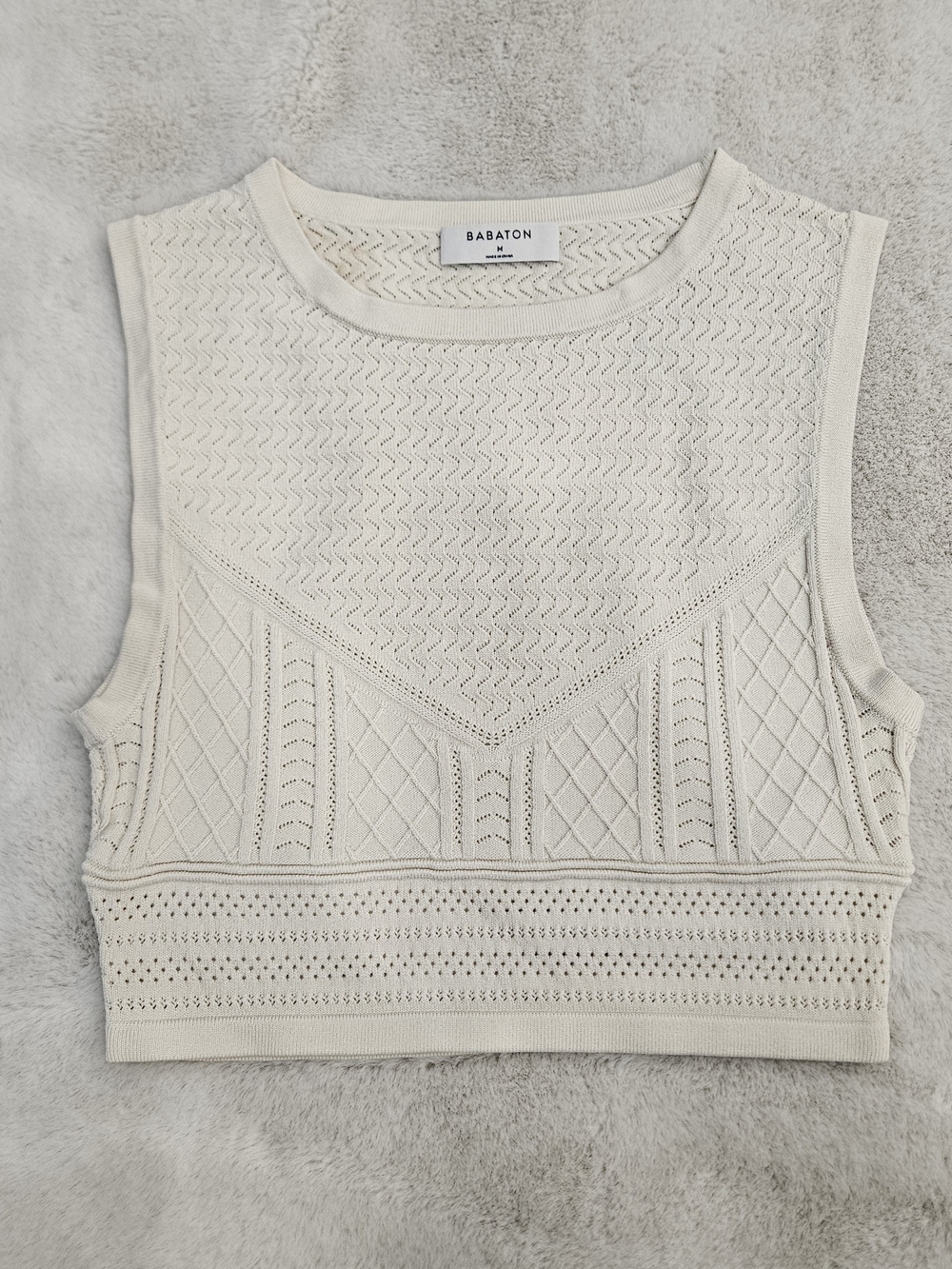 Babaton Cream Knit Sleeveless Crop Top